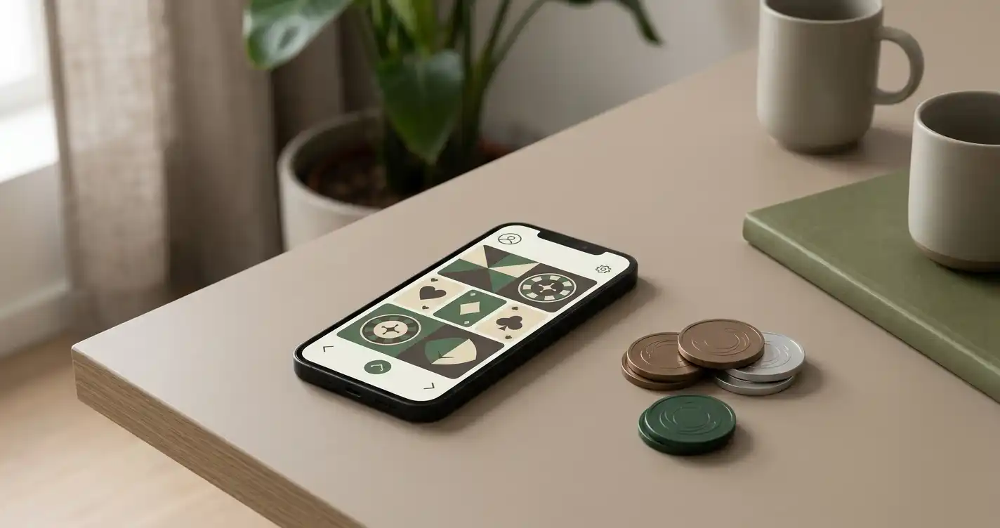 Illustration af dansk online casino på mobil med grønne grafiske elementer
